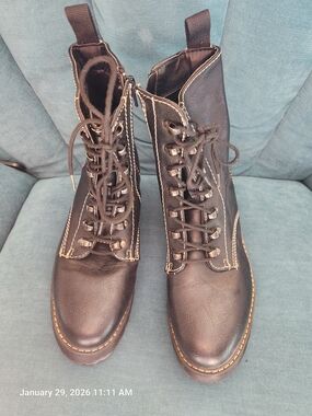 Madden Girl Black Lace-Up Combat Ankle Boots